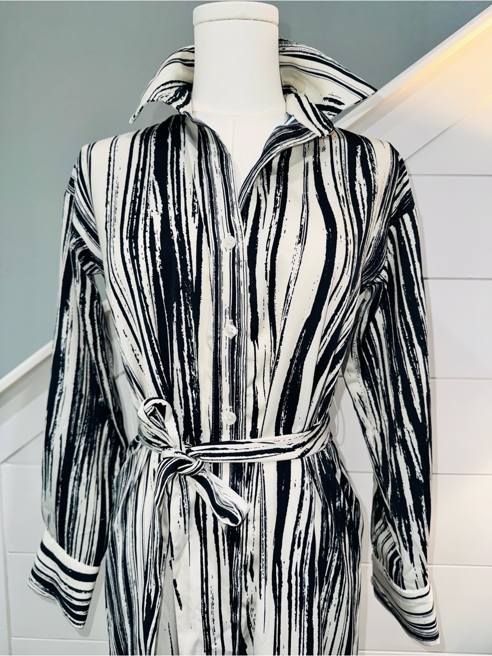 Banana Republic Abstract Stripe Shirt Dress – XXS Petite